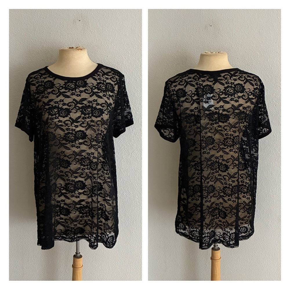 WAS $28 Torrid black sheer mesh tee